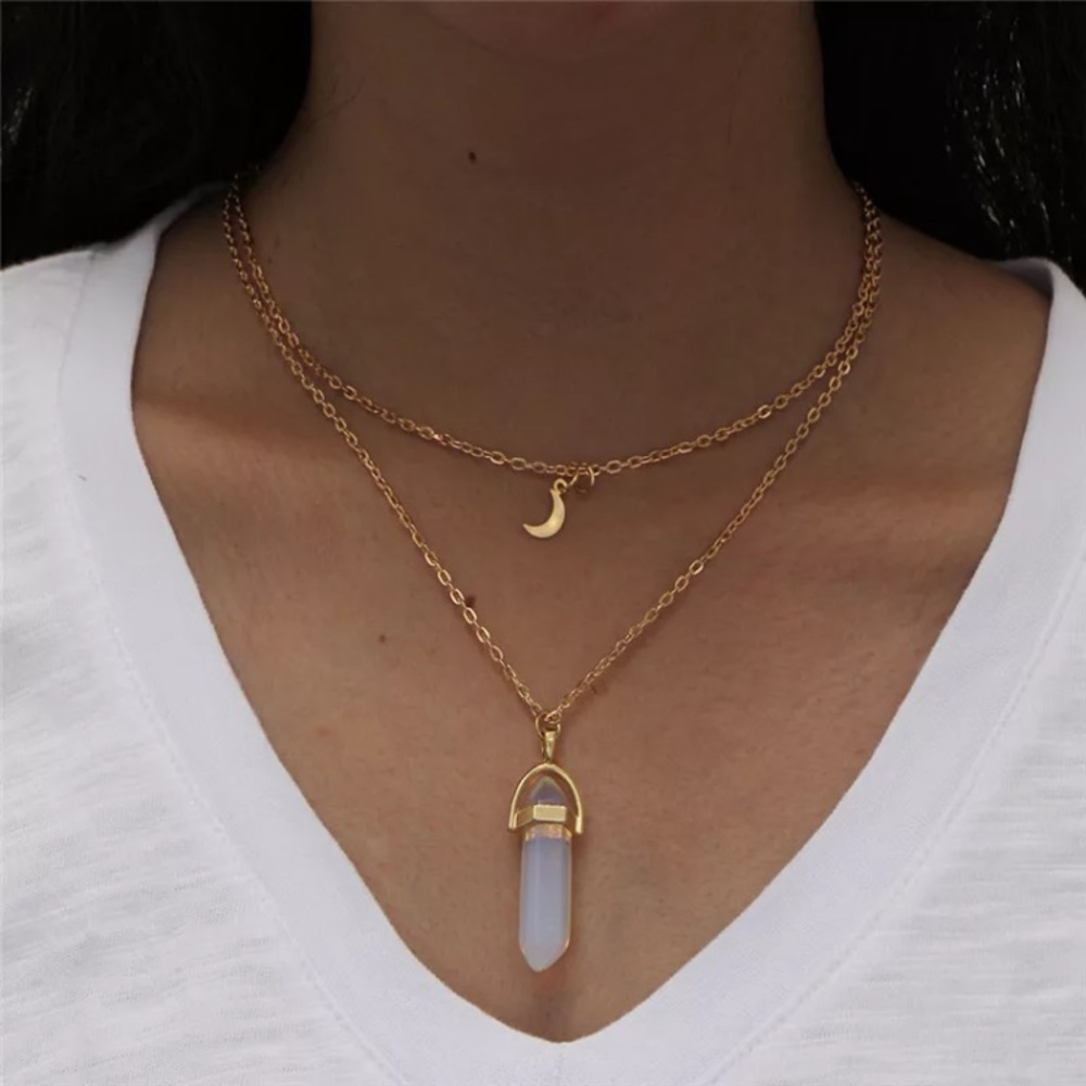 ⚜️[𝟯/$𝟭𝟴]⚜️2 Layered Crystal Moon Choker NEW - Picture 2 of 7